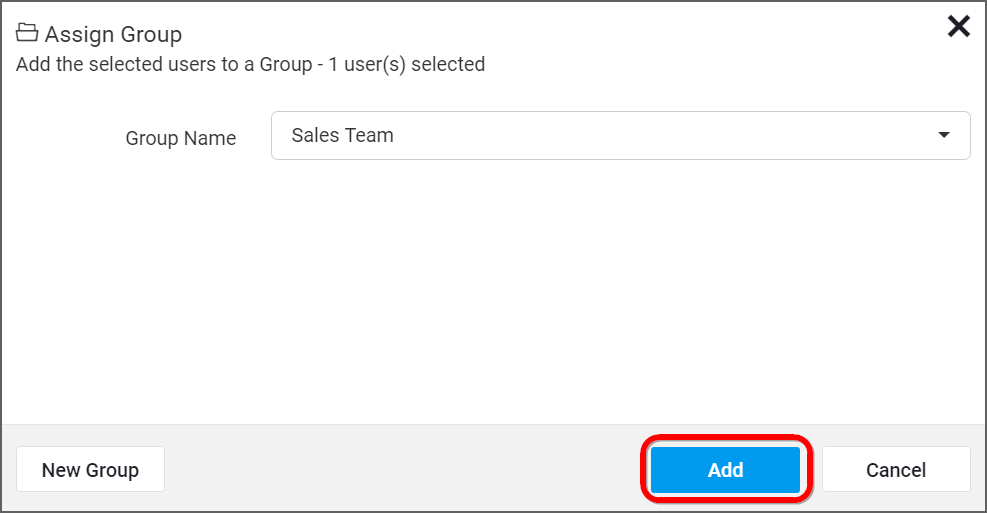 Assign existing group to selected users