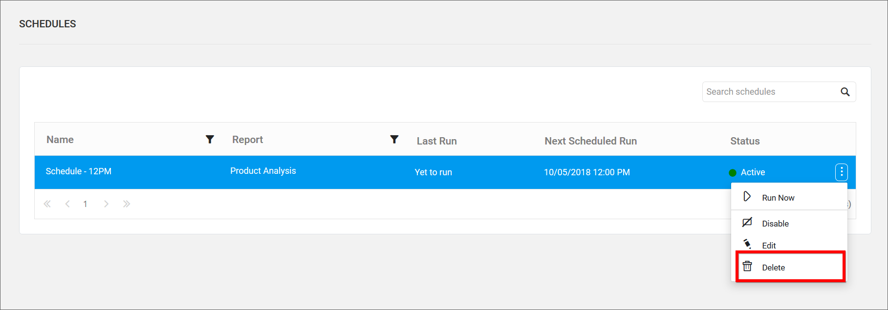 Delete Schedule