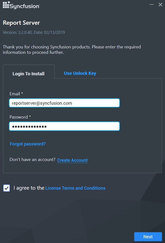 Installation with Email