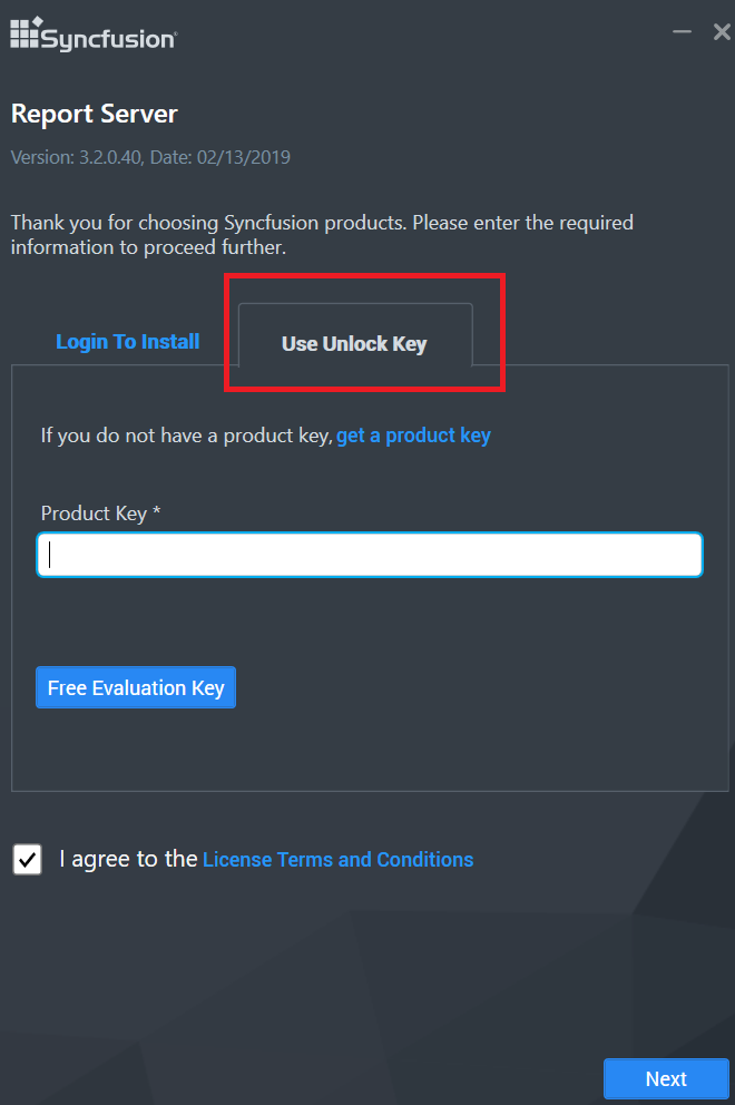 installation with product key