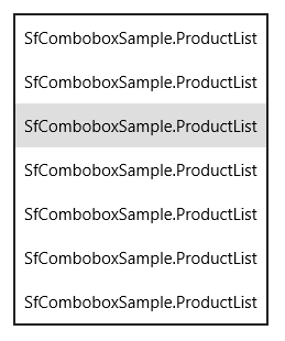 Showing itemsource property of UWP sfcombobox