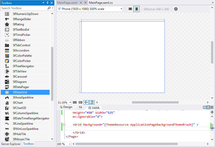 Adding control via Designer