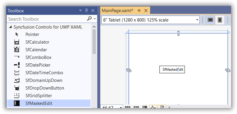 Adding control via designer