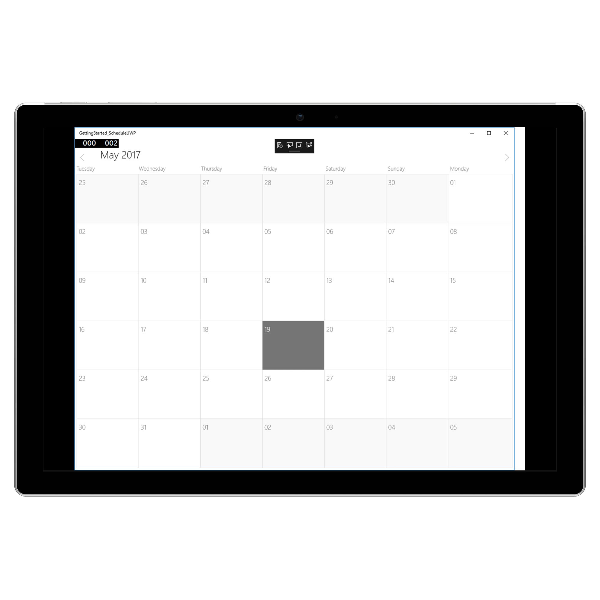 FirstDayOfWeek in UWP Schedule