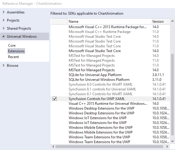 Reference Manager Dialog Windows in Visual Studio