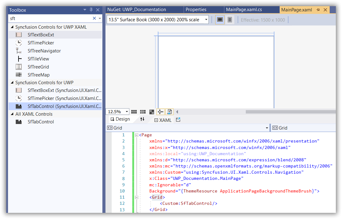 Adding control via designer